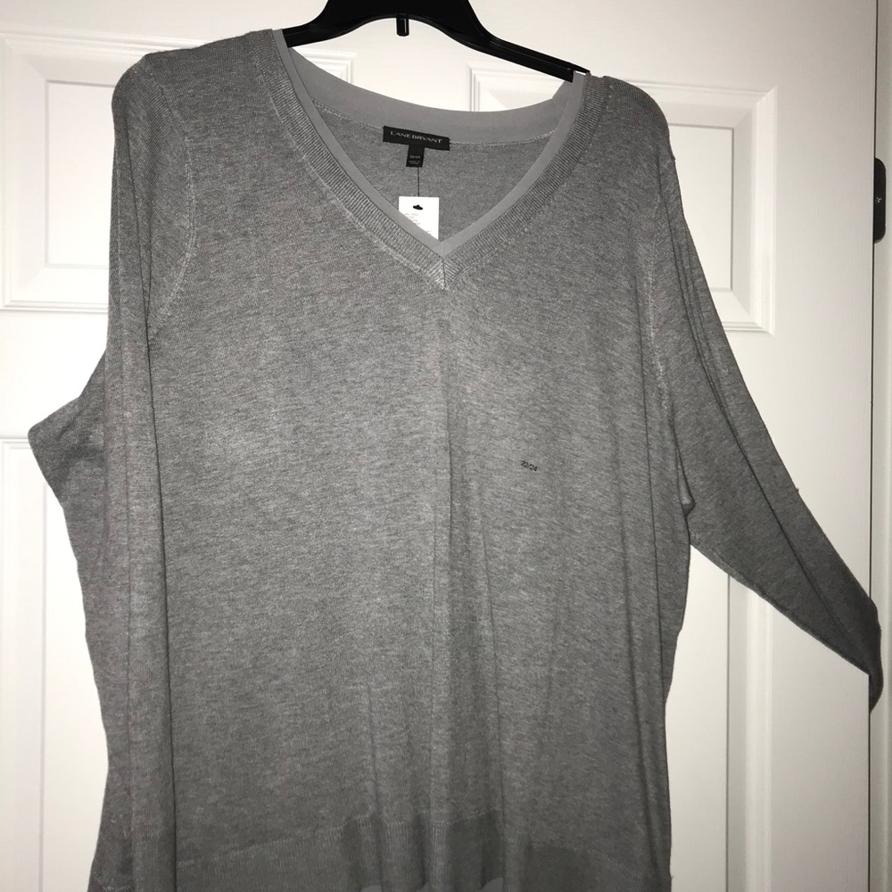 Long sleeve sweater with sheer bottom highlight